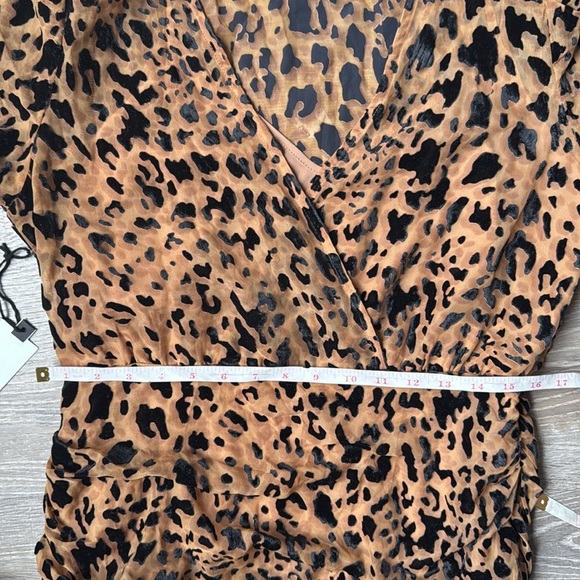 NEW ASTR The Label Nikita Burnout Leopard Print Ruched Mini Dress Large - Picture 10 of 11